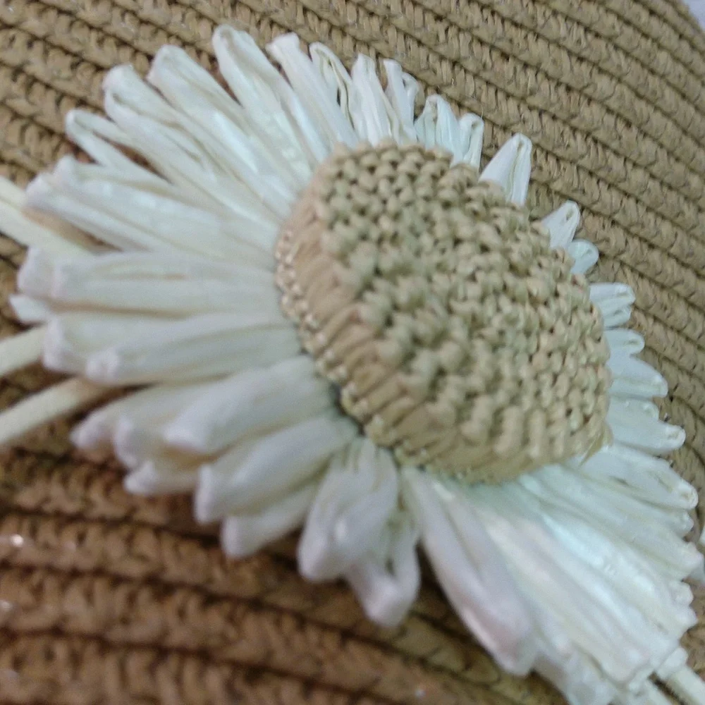 Floppy Hat With Flower Neutral 2-tone Boho Casual Country Vacation Minimalist - Picture 10 of 17